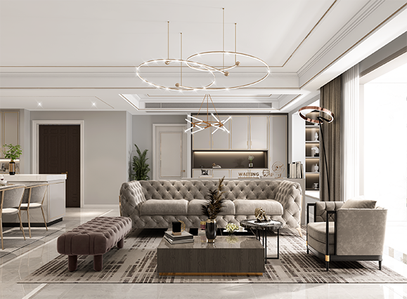 保利天匯142平美式輕奢風(fēng)格三居室裝修效果圖