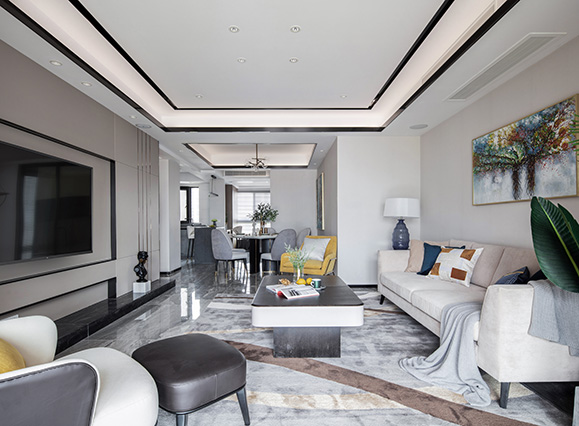 思念果嶺130平輕奢風(fēng)格兩居室裝修效果圖