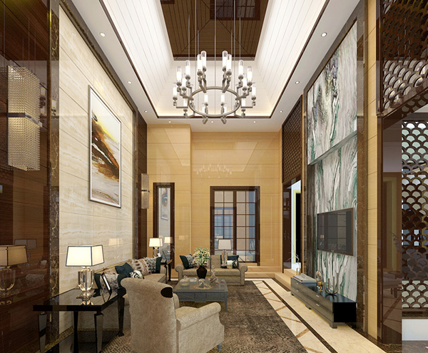 天津新田城465平新中式風(fēng)格別墅裝修效果圖