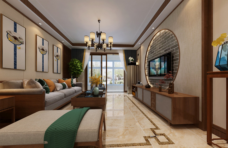 天津奧馬和園140平中式風(fēng)格VR裝修全景圖