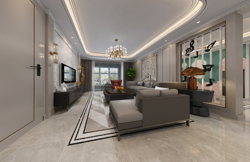 天津公園道一號(hào)180平簡美風(fēng)格VR裝修全景圖