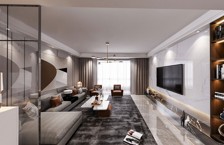 天津升龍鳳凰城160平三室兩廳現(xiàn)代風(fēng)格裝修效果圖