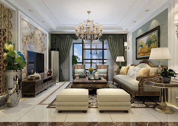 中海錦苑130平歐式風(fēng)格三居室裝修效果圖