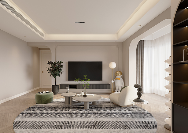 融創(chuàng)金水府150平輕法式奶油風(fēng)格裝修效果圖