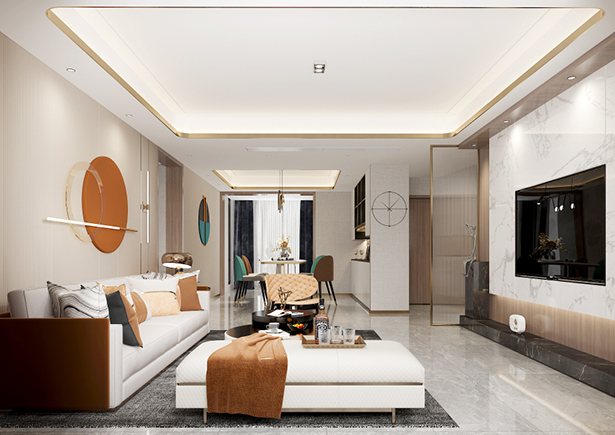 雙湖花園188平輕奢風格裝修效果圖