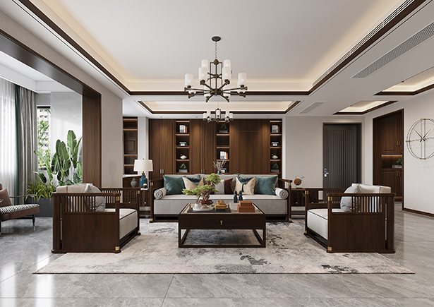 海珀蘭軒155平新中式風格四居室裝修效果圖
