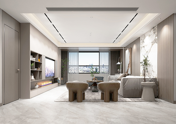 鴻園玉蘭苑160平現(xiàn)代簡約風格裝修效果圖