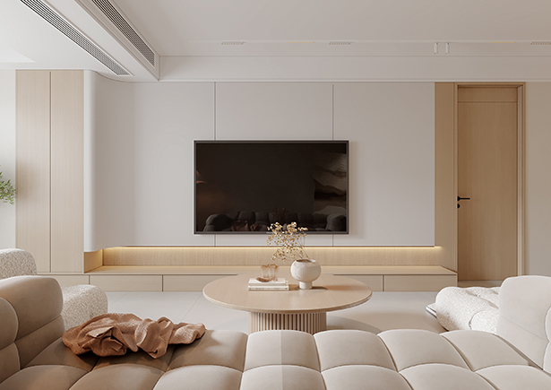 中州府140平簡約奶油風(fēng)格裝修效果圖